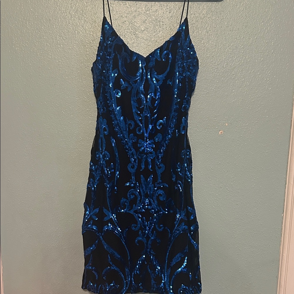 B Darlin Sparkling Blue Mini Dress